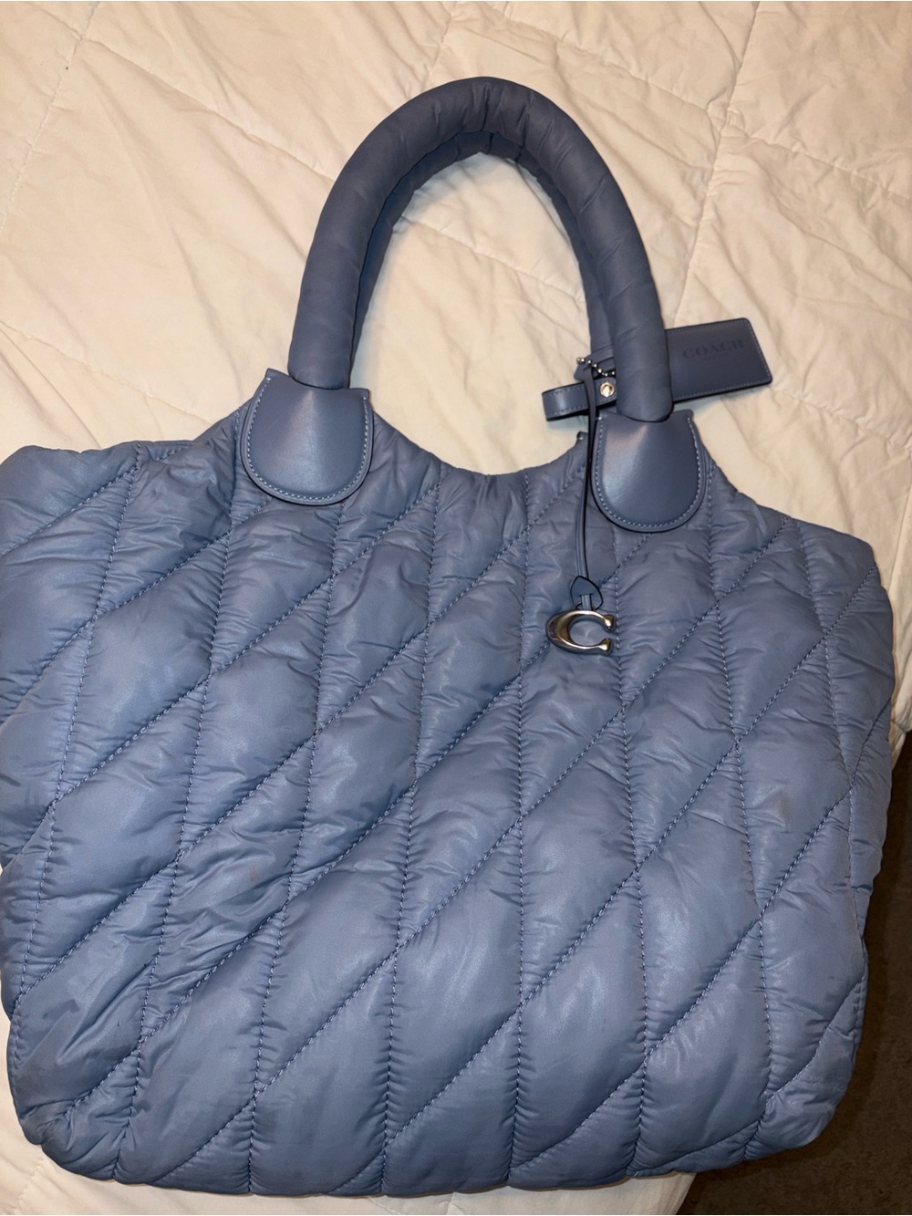 Coach Quilted Tote in Dusty Blue